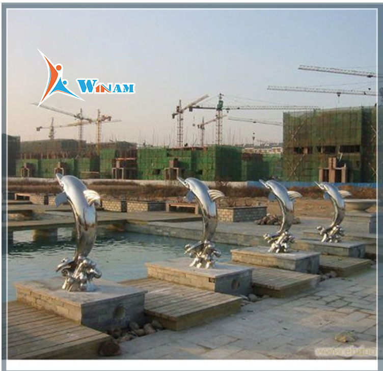 Life-Size Stainless Steel Dolphin Modern Animal Sculpture