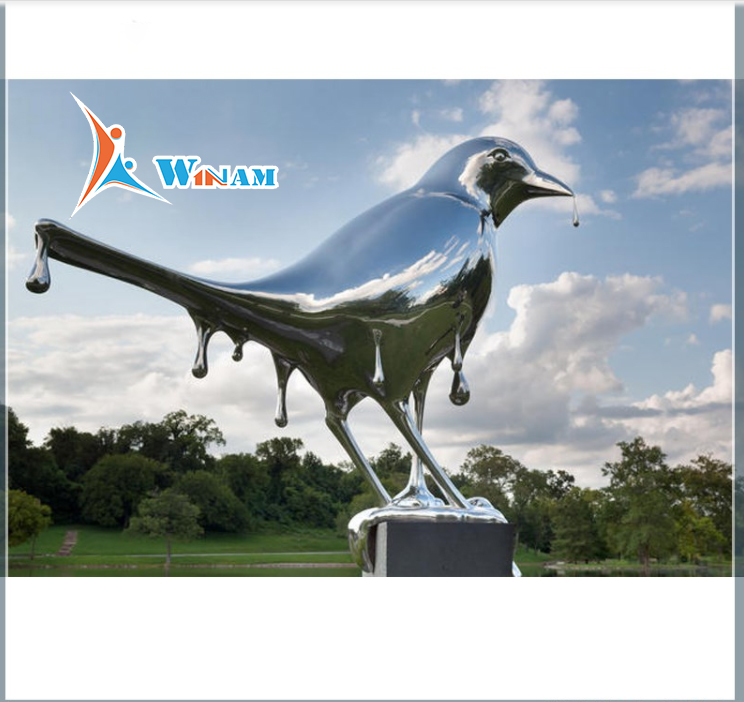 Square Abstract Huge Stainless Steel Bird Sculpture