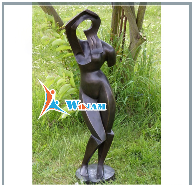Abstract One- Armed Nude Female Bronze Sculpture