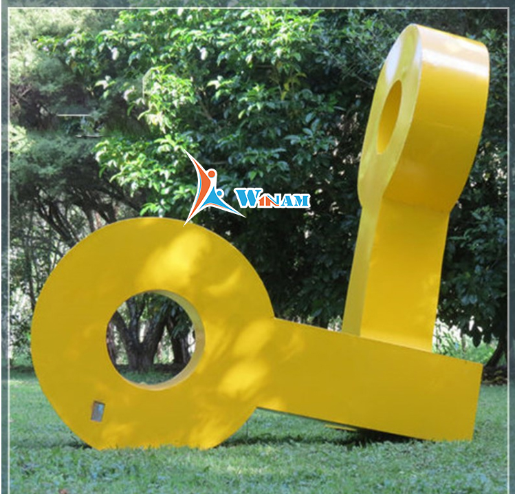 Yellow Painted Stainless Steel Key Metal Garden Art