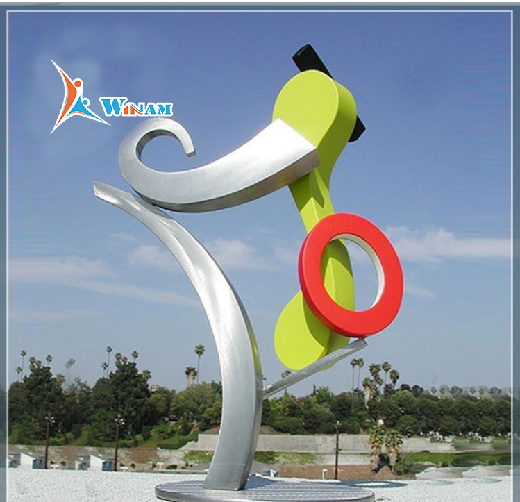 Modern simple design colorful stainless steel sculpture for outdoor decoration