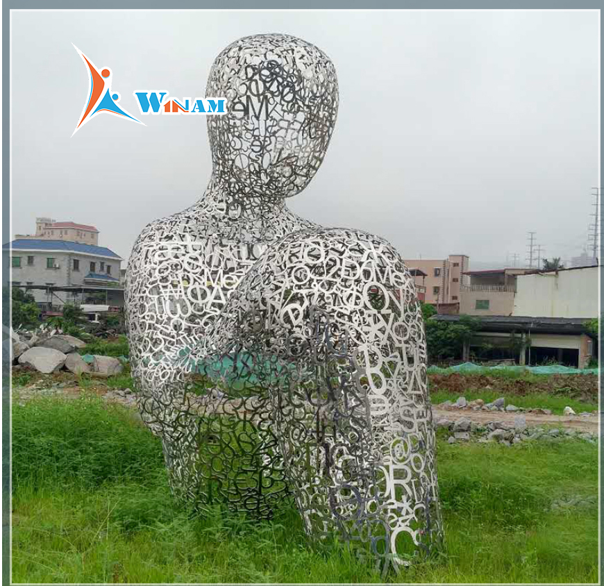 Stainless Steel Hollow Design Abstract Woman Sculpture