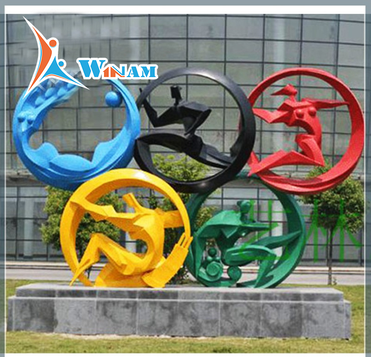 Public Sportsman Art Modern Decor Stainless Steel Athlete Sculpture