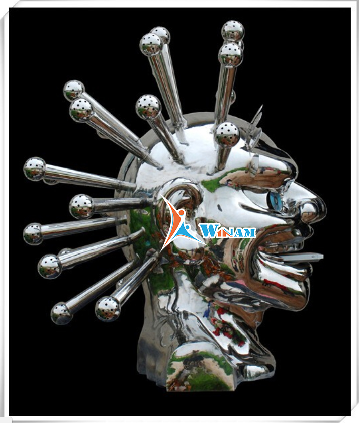 Abstract Famous Stainless Steel Human Head Sculpture