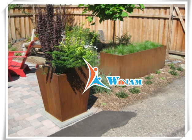 Modern garden decorative corten steel flower pot
