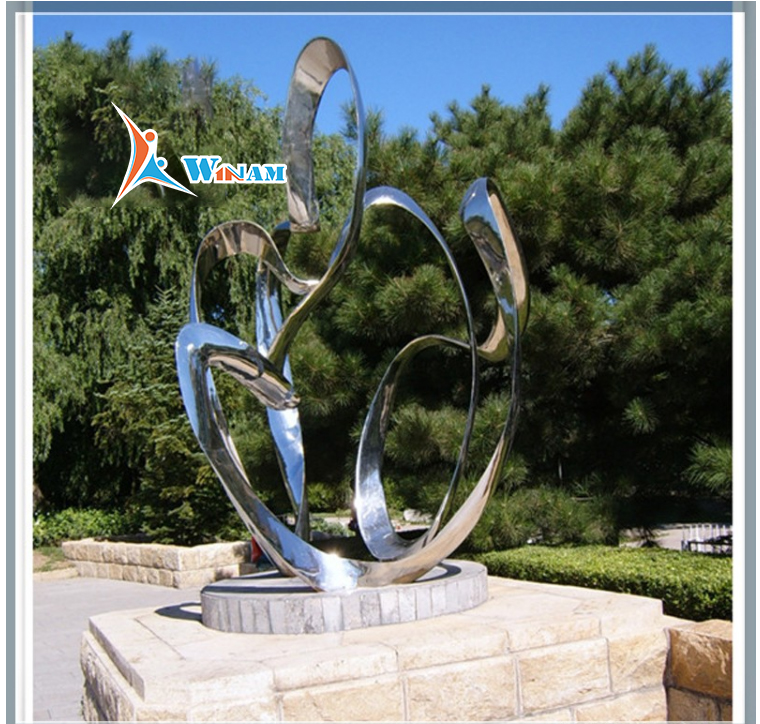Large Landscape Modern Stainless Steel Mirror Polished Garden Sculpture