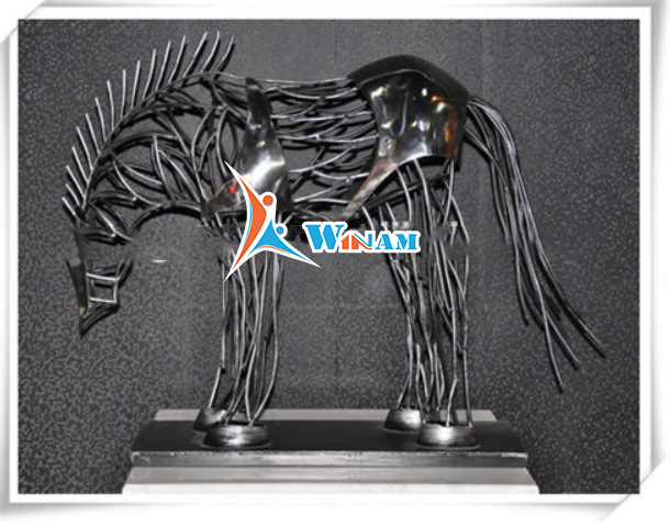 Abstract hollow horse stainless steel animal sculpture