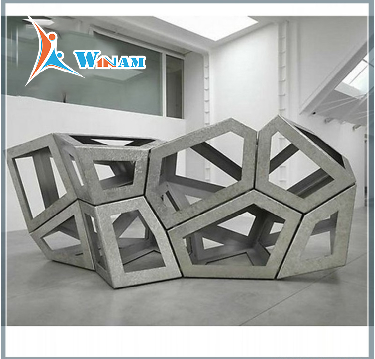 Large Abstract Stainless Steel Polygon Sculpture for Urban Decor