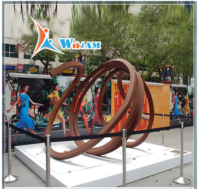 Large Ribbon Shape Corten Steel Metal Sculpture Modern