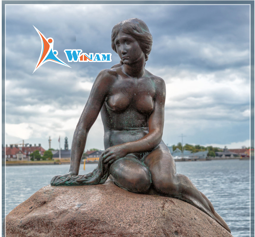 Beautiful outdoor bronze life size mermaid statue