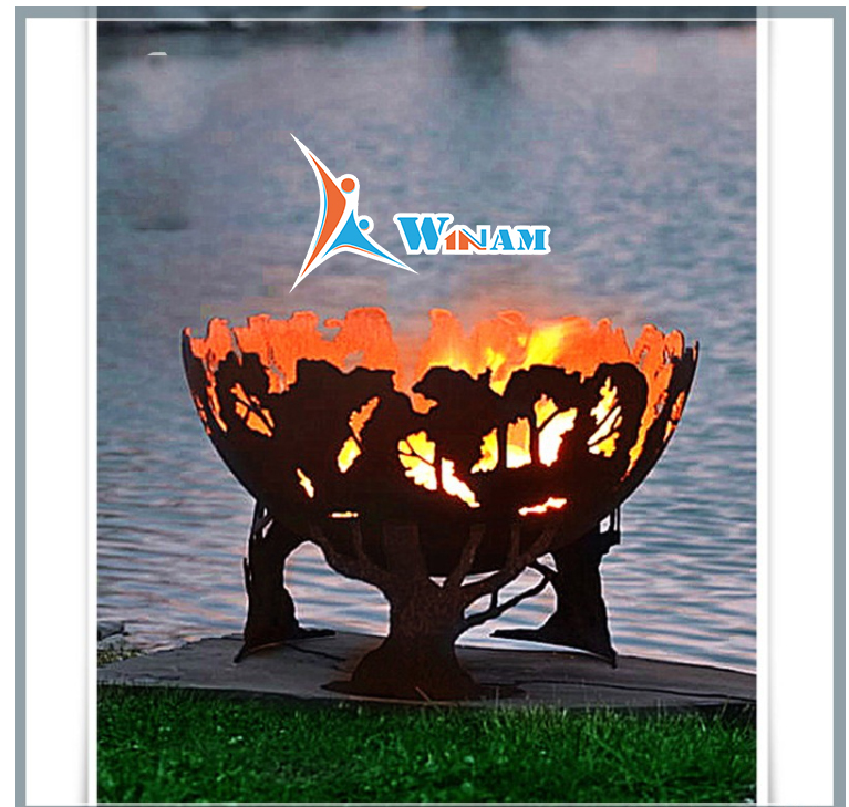 Vintage Outdoor Use Corten Steel Bowl Shape Fire Pit