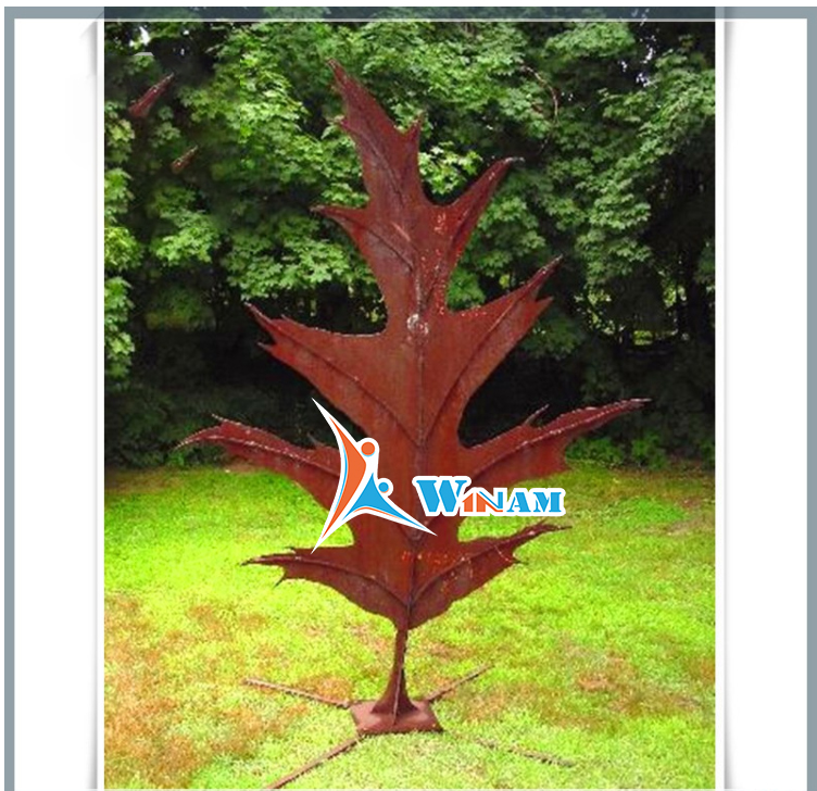 Delicate Corten Steel Maple Leaf Sculpture for Garden Decor