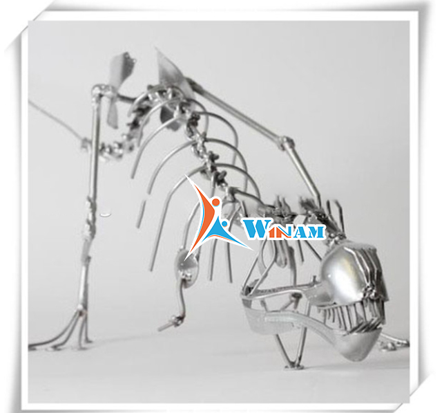 Unique design dinosaur skeleton stainless steel sculpture