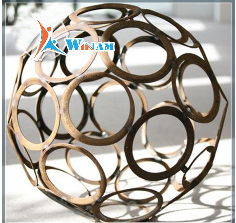 Unique Design Corten Steel Hollow Sphere Sculpture