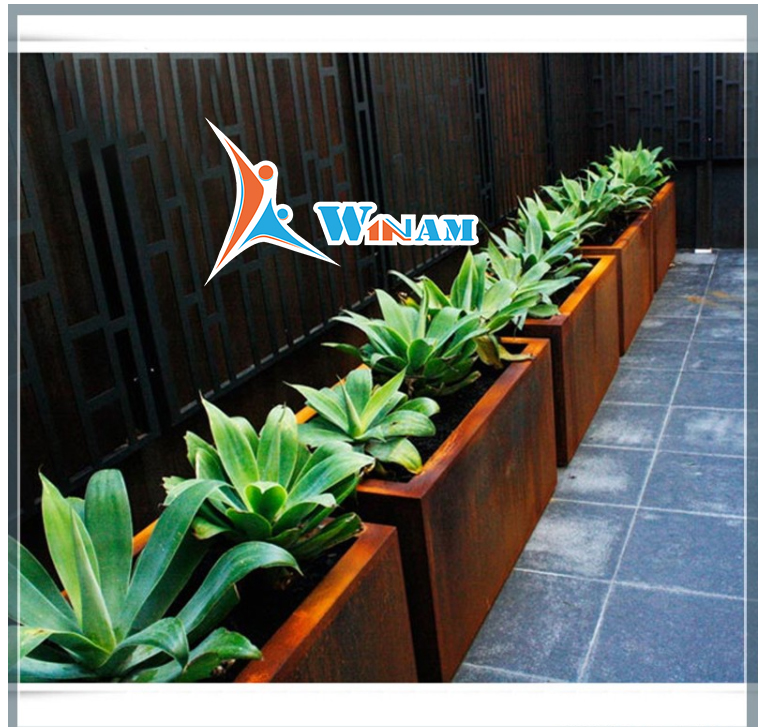 Contemporary Garden Practical Metal Corten Steel Flower Pot