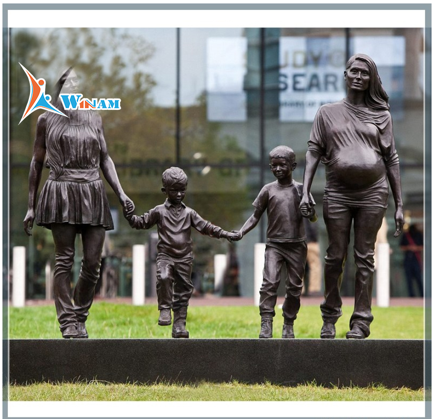 Urban Decor Bronze Happy Mother and Baby/Child Statue