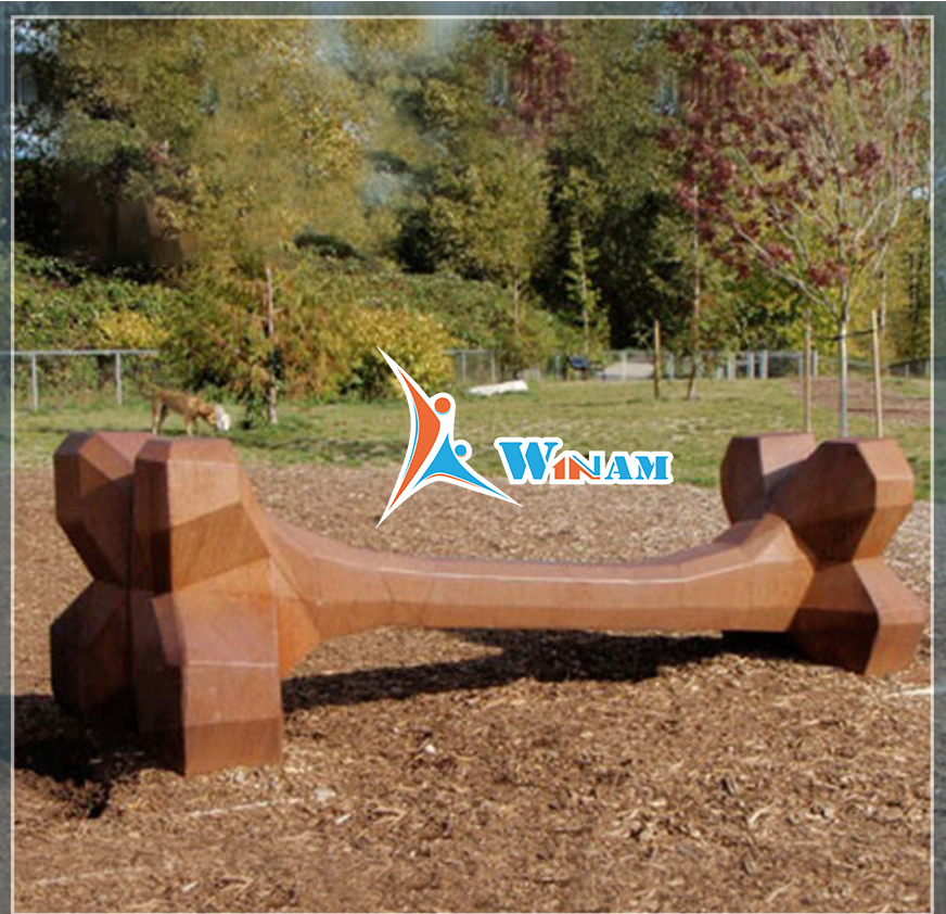 Large bone outdoor corten steel sculpture