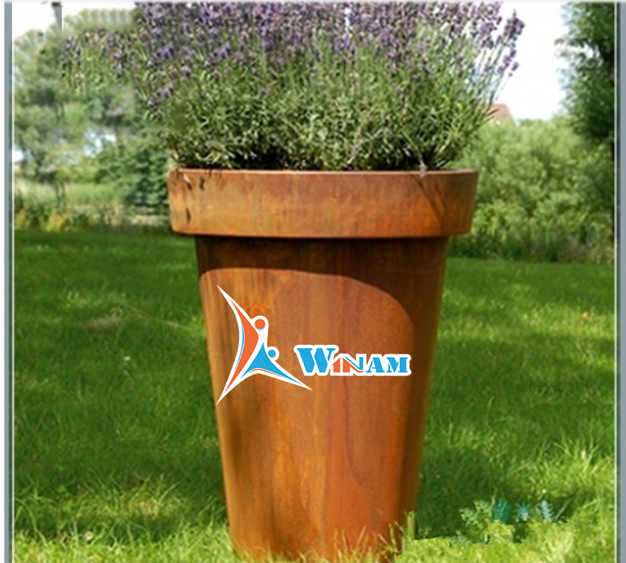 Contemporary Different Shape Garden Corten Steel Flower Pot