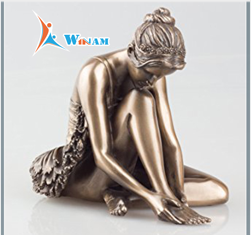 Metal Bronze Sitting Ballet Dancer Statues
