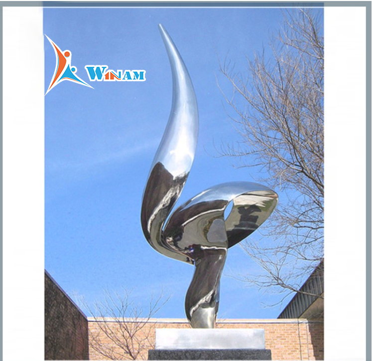Modern Simple Art Design Polished Steel Flame Sculpture for museum decor