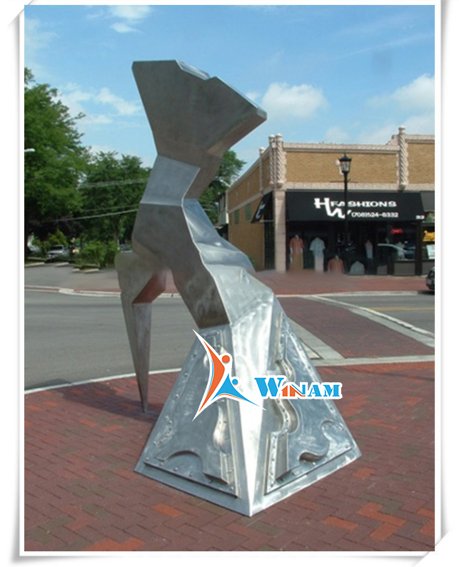 Contemporary abstract large urban stainless steel sculpture for outdoor