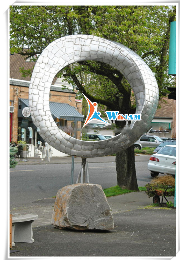 Hot Wrought Outdoor Stanless Steel Ring Abstract Art Sculpture