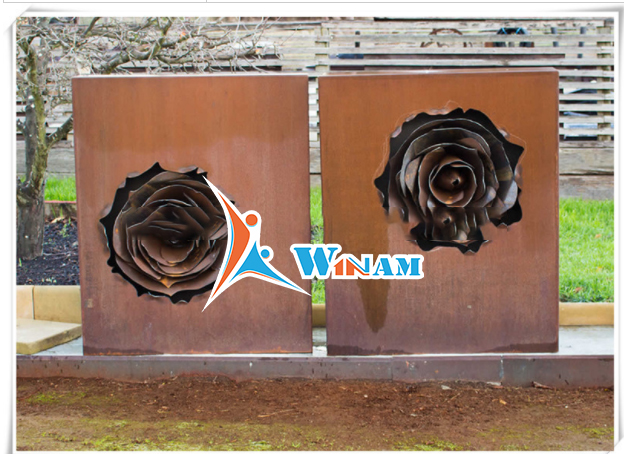 Fashion christmas new product garden corten steel rose relief sculpture