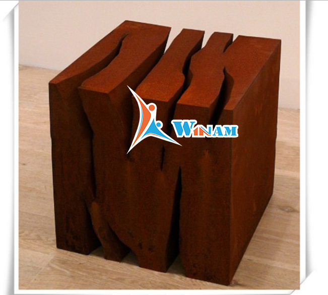 Unique art corten steel cube sculpture for garden