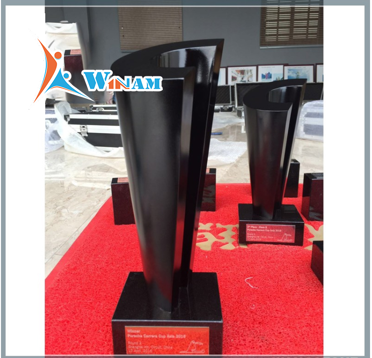 Custom Black Painted Stainless Steel Quality Trophy for F1