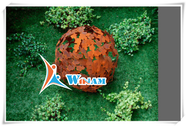 Exquisite petal ball shape corten steel sculpture