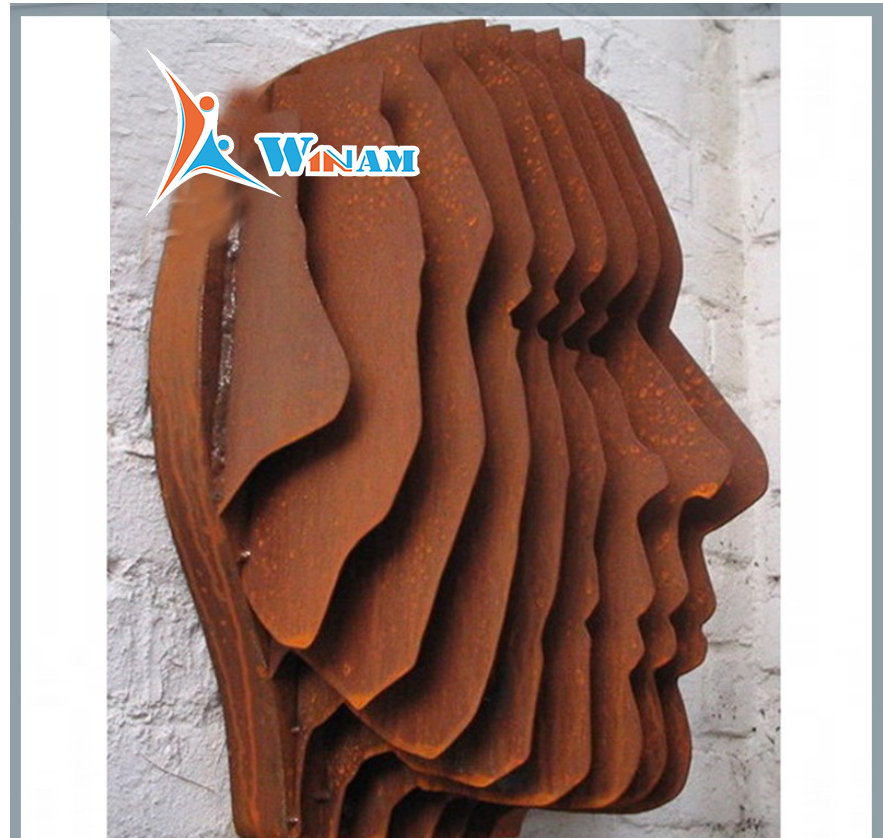 Corten Steel 3D Human Head Face Sculpture