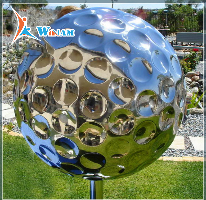 Garden mirror polished stainless steel golf statues