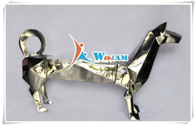 Manual dachshund stainless steel polished dog statue