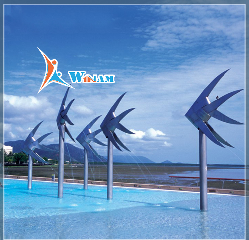 Groups of stainless steel ornamental sea fish sculpture