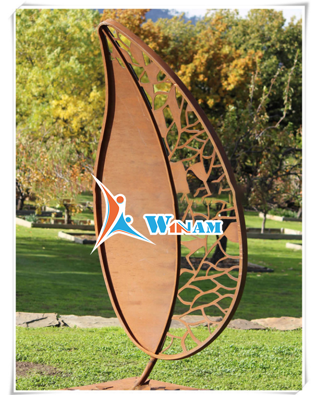India top decorative gift garden relief corten steel leaf sculpture