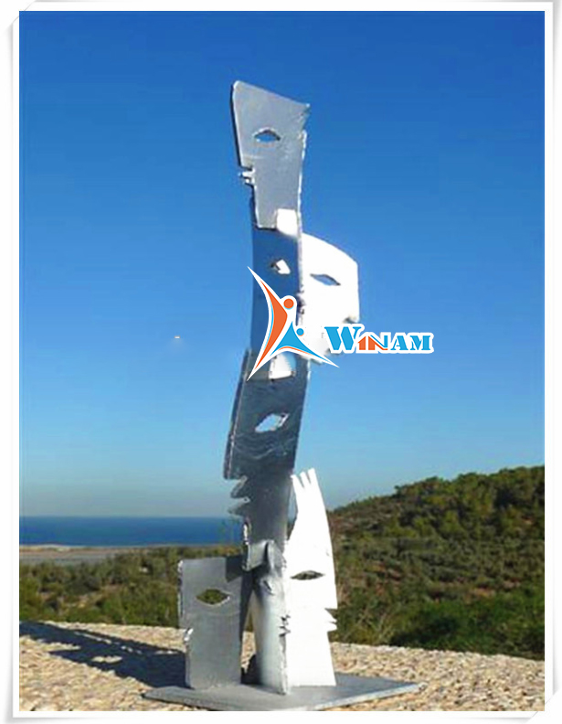 Handicraft metal garden decor human face stainless steel craft