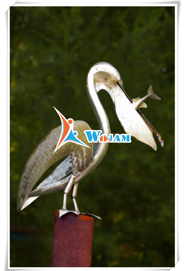 Unique design stainless steel bird garden sculpture