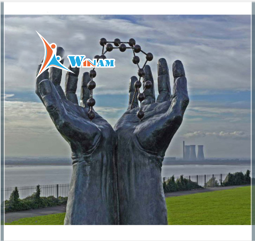 Nouveau large ourtdoor bronze hand sculpture