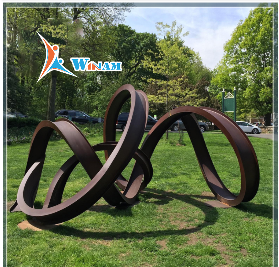 Large modern corten steel garden art abstract curved sculpture