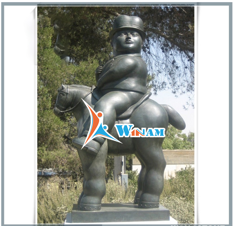 Fat Boy Riding a Horse Bronze Sculpture