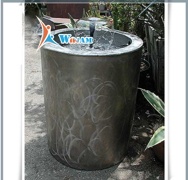 Hot selling simple design metal Cylinder fountain for hotel decoration