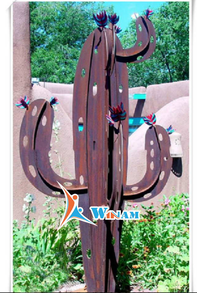 Garden decorative large cactus corten steel sculpture