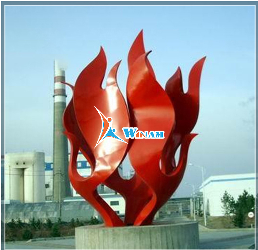 Contemporary Large Outdoor Flame Shape Stainless Steel Sculpture