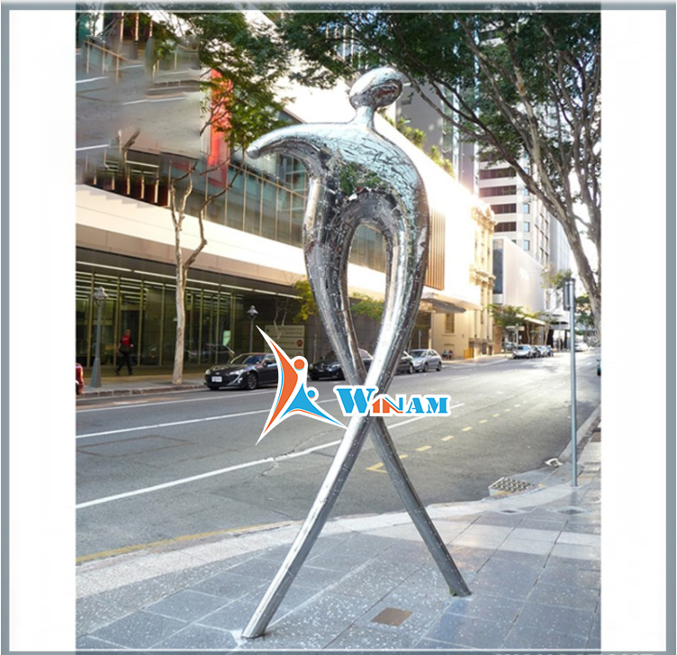Abstract Female Stainless Steel Figure Sculpture for Garden