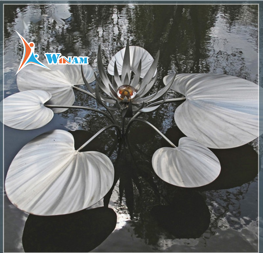 Garden Ornaments Metal Stainless Steel Lotus Flower Sculpture