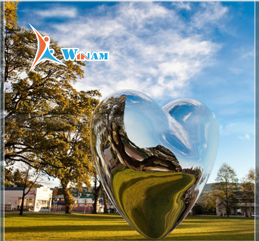 Large stainless steel decoration heart shape sculpture
