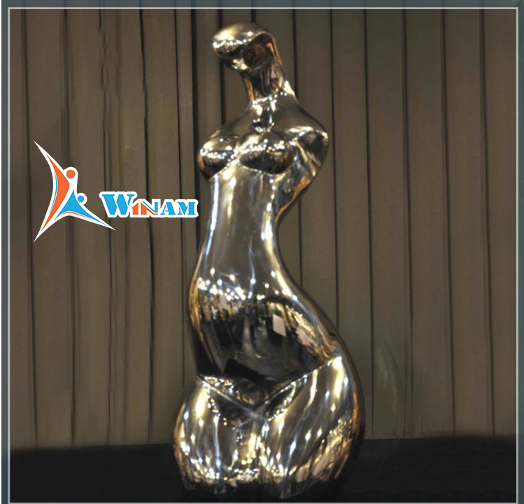 Abstract Stainless Steel Sexy Naked Woman Sculpture