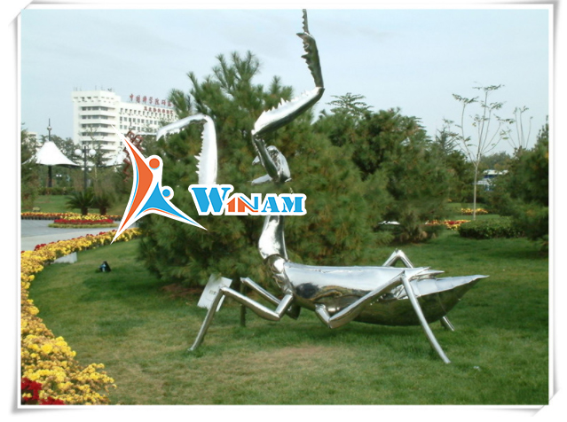 Garden art polished stainless steel animal ant sculpture