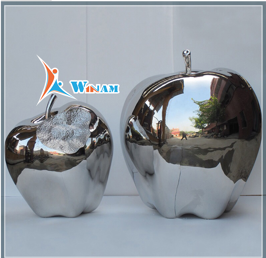 Modern stainless steel apple sculpture for sale