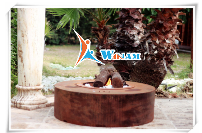 Vintage style corten steel column fire pot for garden
